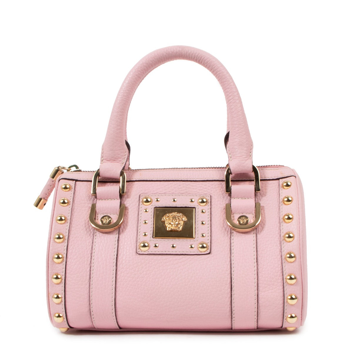 Versace Pink Leather Mini Boston Bag