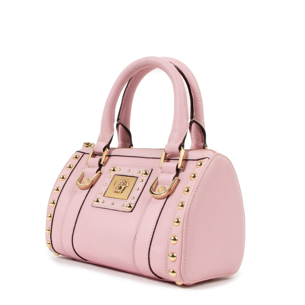 Versace Pink Leather Mini Boston Bag