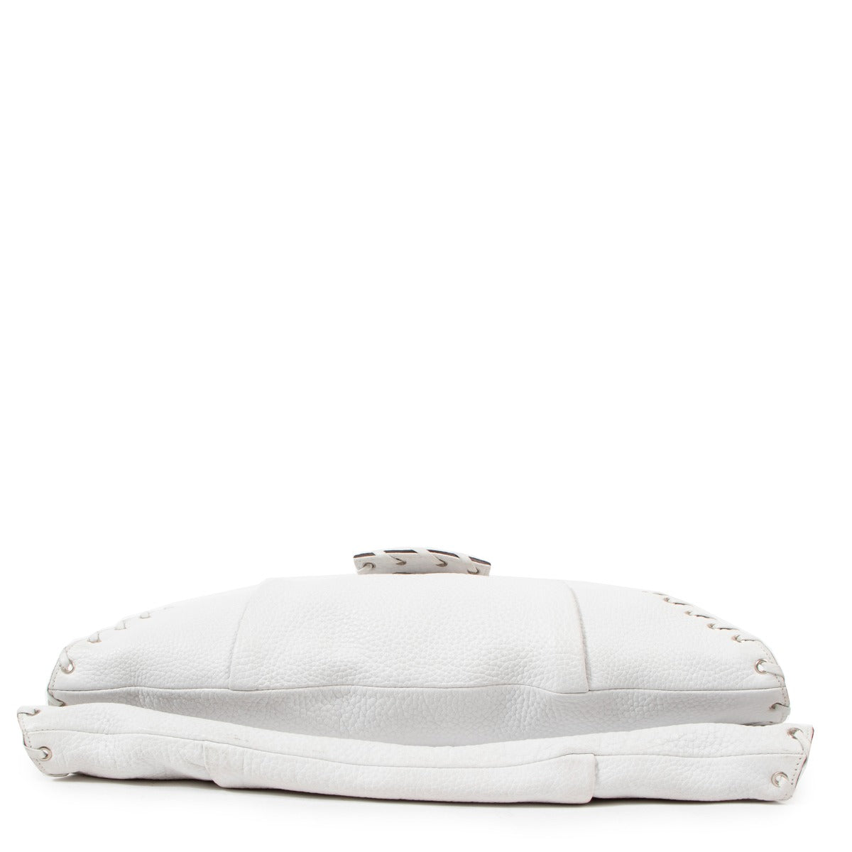 Versace Vintage Witleren Handtas met Sierstiksel