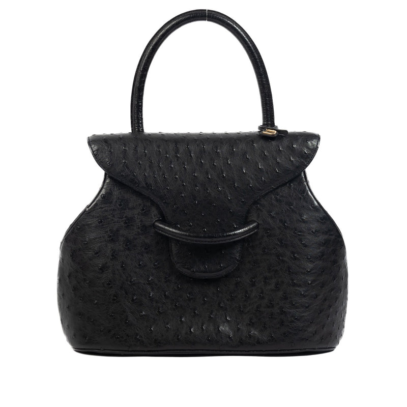 Shop 100% Delvaux Black Ostrich Baltimore GM Top Handle