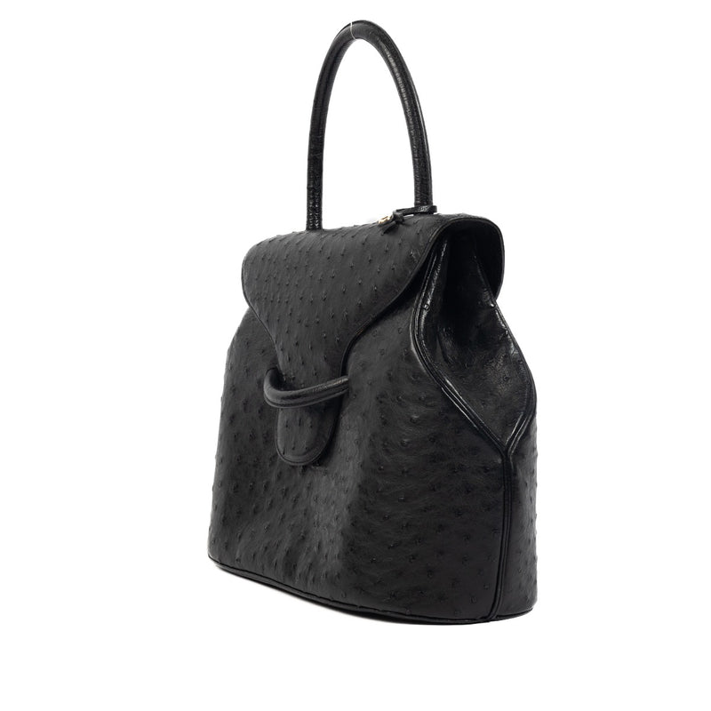 Shop 100% Delvaux Black Ostrich Baltimore GM Top Handle