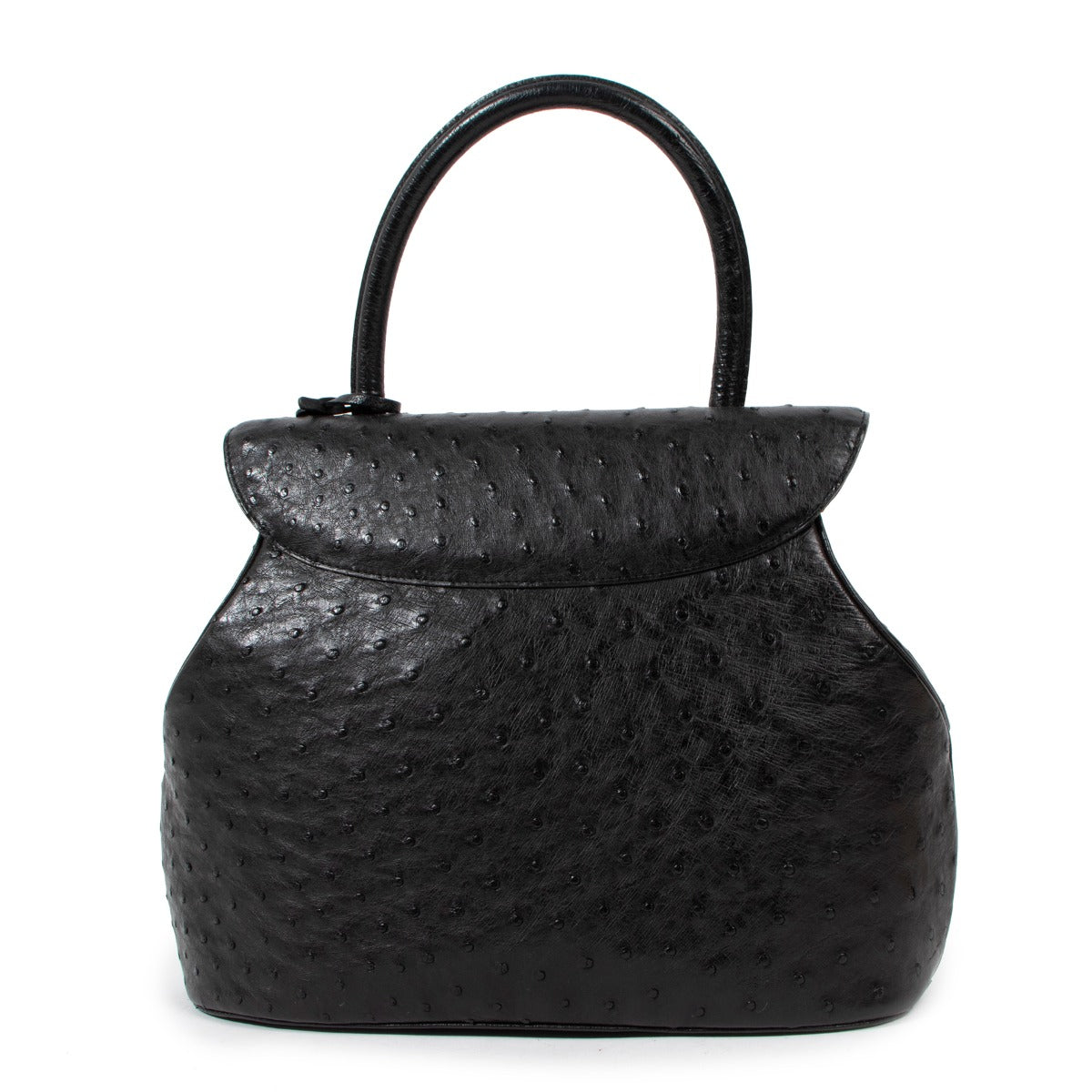Delvaux Baltimore GM Black Ostrich Handbag
