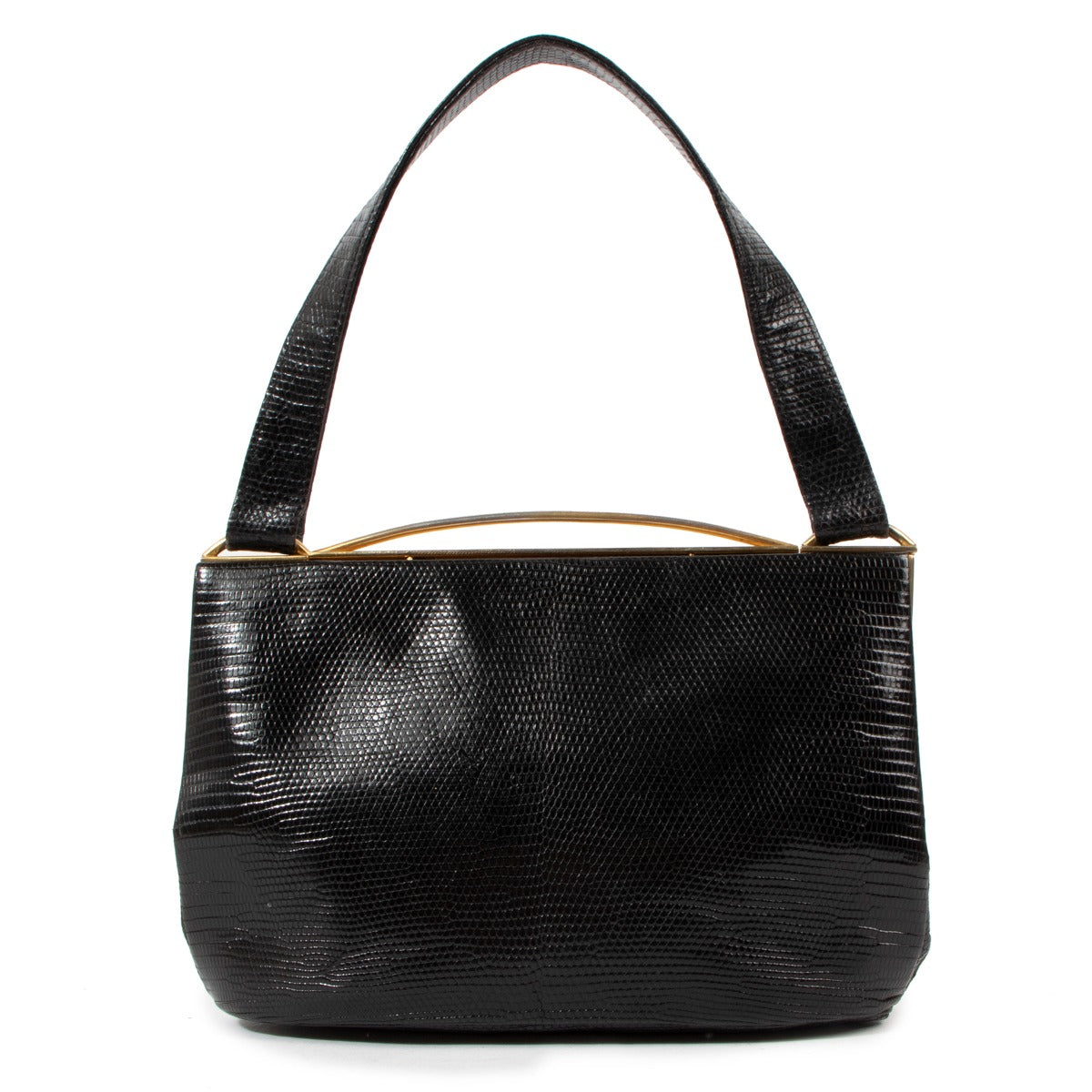 Delvaux Vintage Black Lizard Handbag