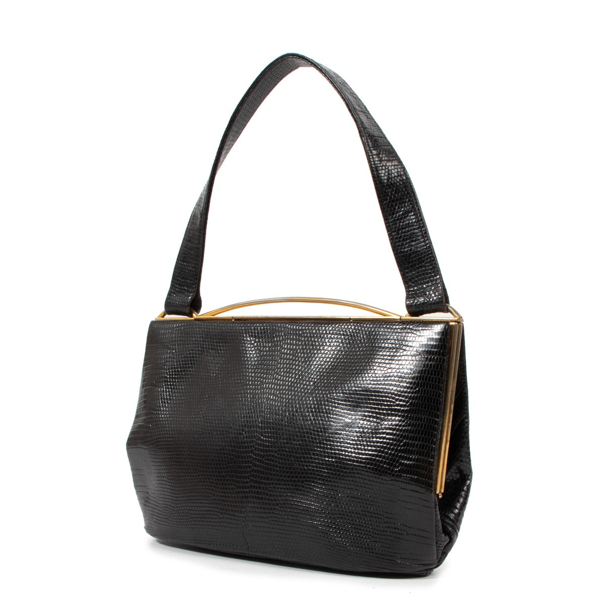 Delvaux Vintage Black Lizard Handbag