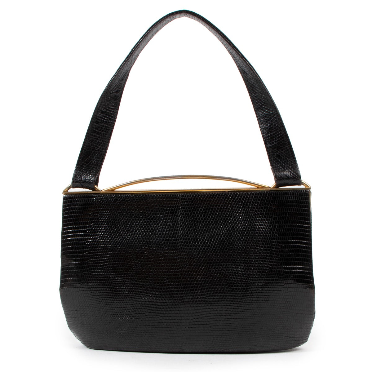 Delvaux Vintage Black Lizard Handbag