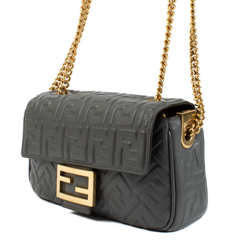 Fendi Grijze Baguette Chain Midi Tas