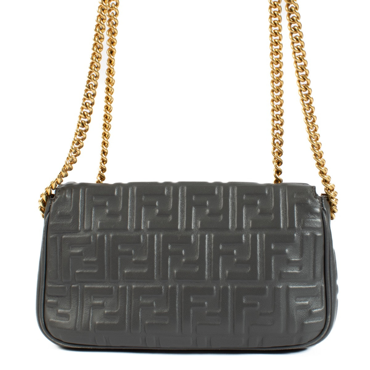 Fendi Grey Baguette Chain Midi Bag