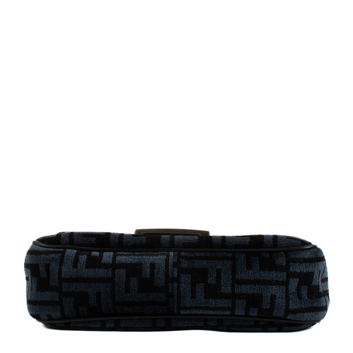 Fendi Black/Blue FF Chenille Baguette Midi Chain Bag