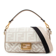 Fendi White Canvas FF Baguette Bag