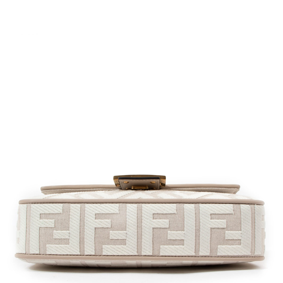 Fendi White Canvas FF Baguette Bag