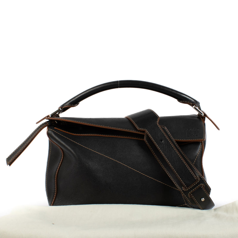 Loewe Black and Tan Medium Puzzle Bag