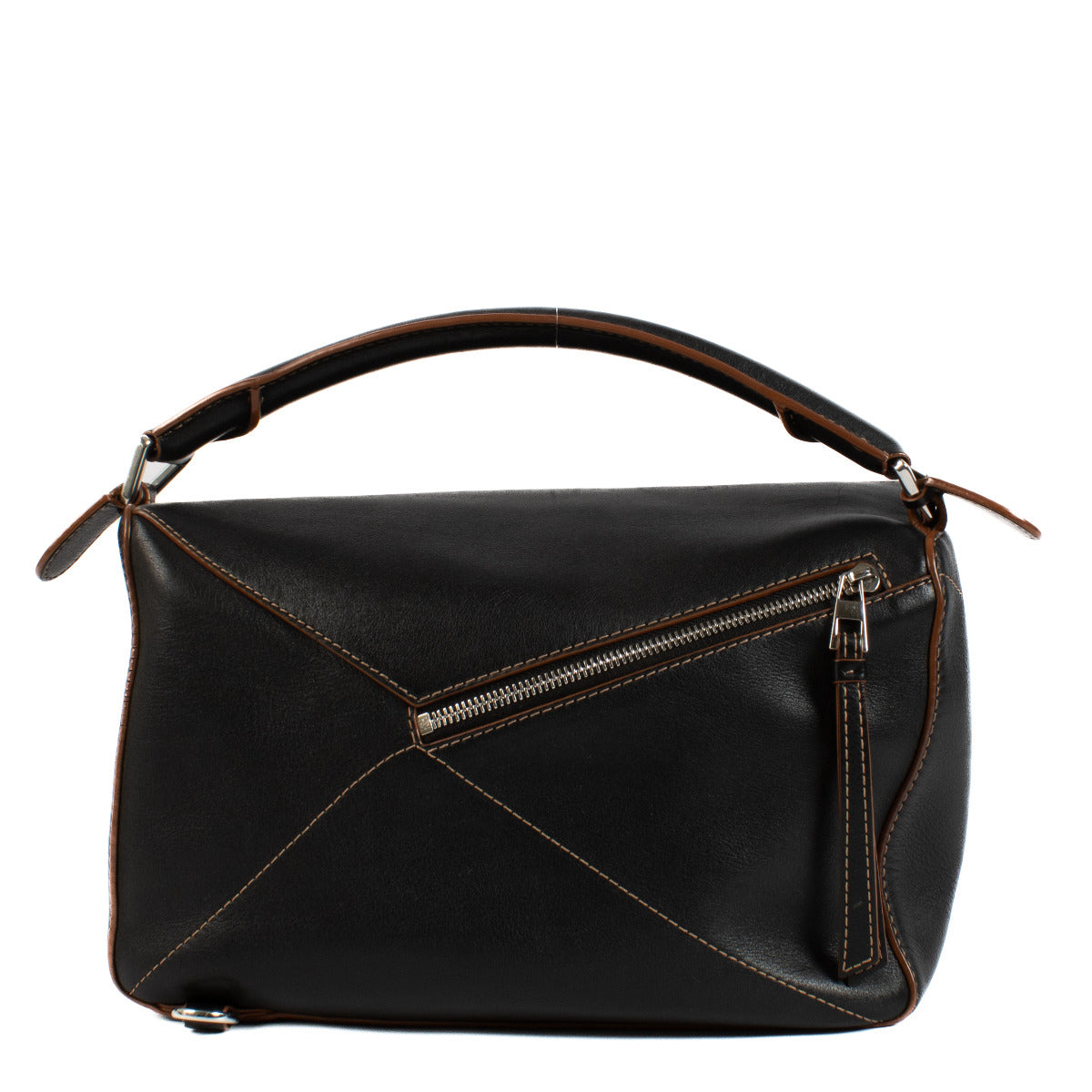 Sac Puzzle moyen noir et beige Loewe