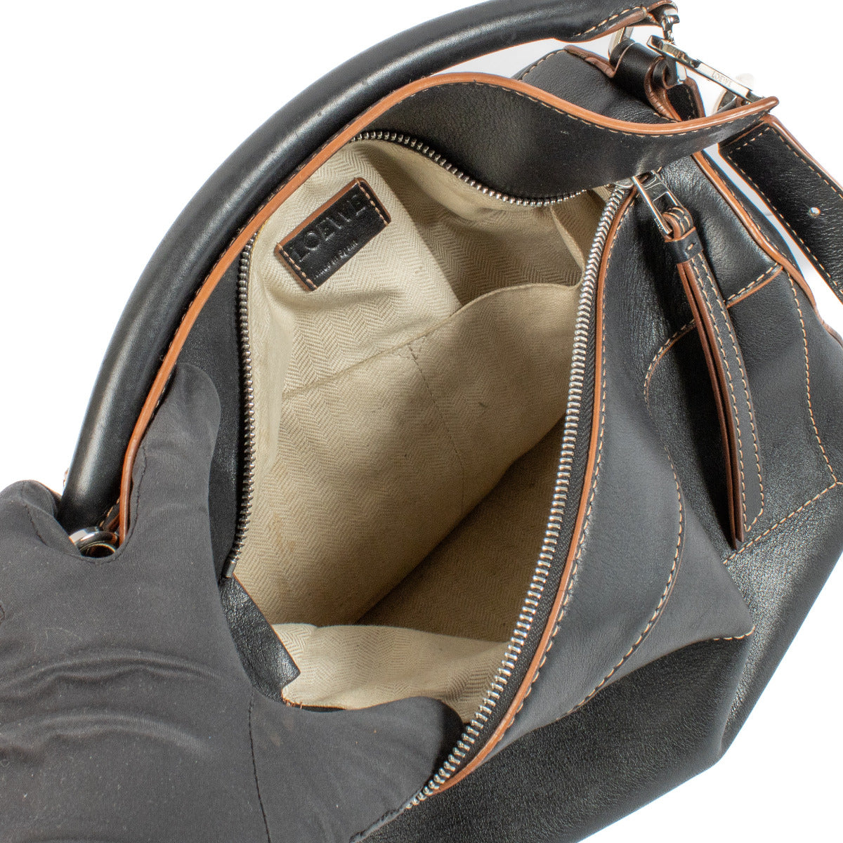 Sac Puzzle moyen noir et beige Loewe