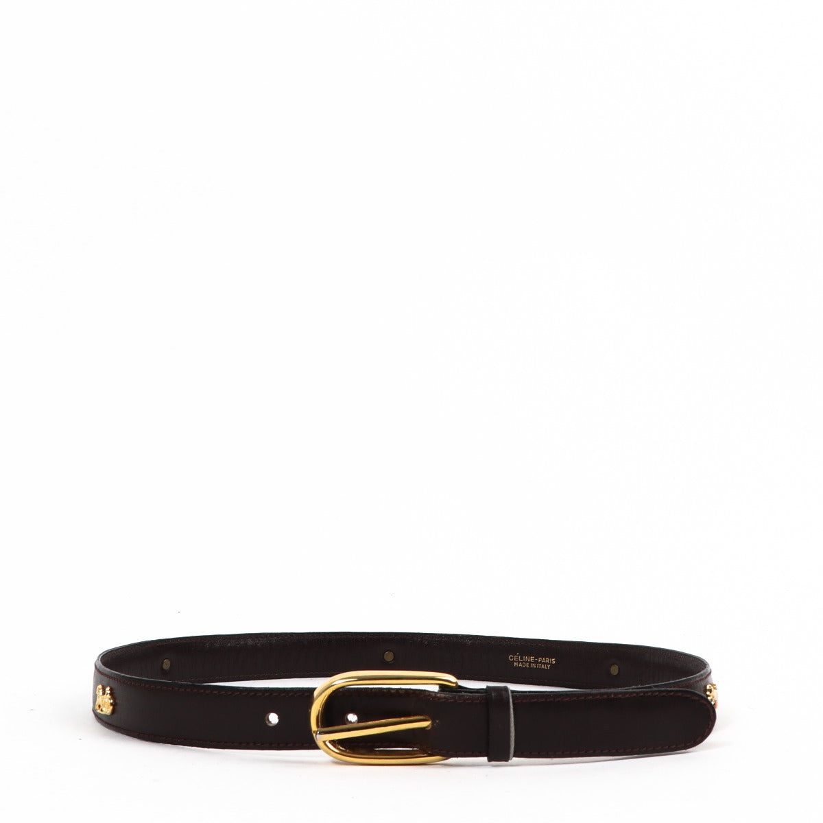 Celine Vintage Black Carriage Belt - Size 70