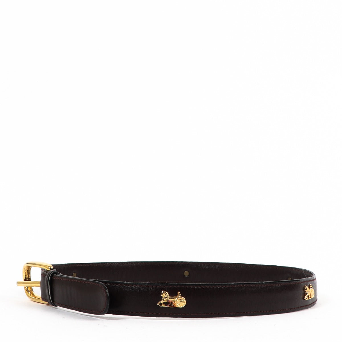 Celine Vintage Black Carriage Belt - Size 70