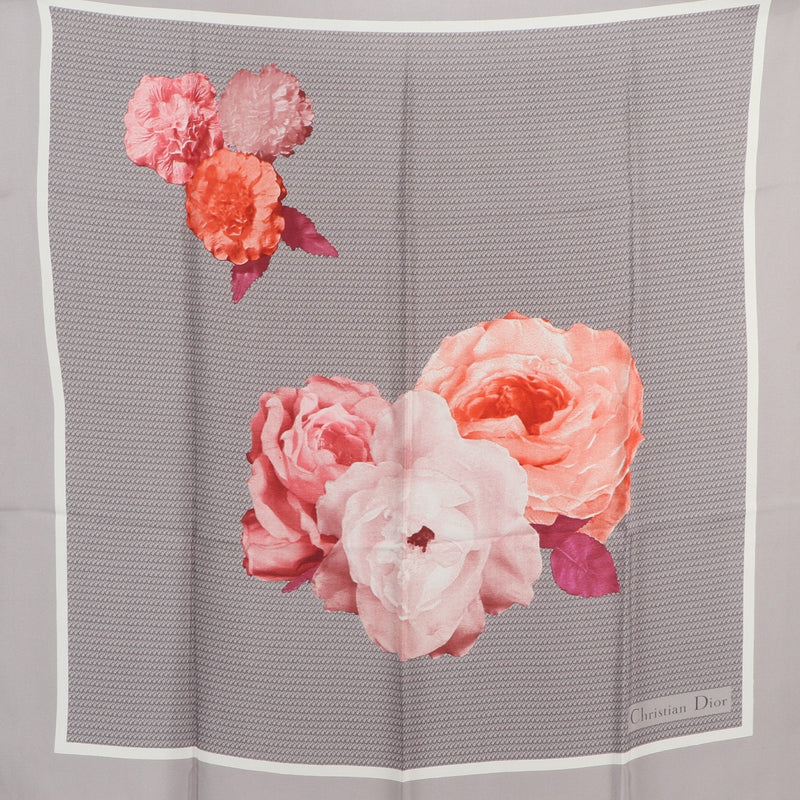Buy an authentic second-hand Christian Dior Grey Oblique Floral Scarf in very good condition at Labellov in Antwerp.