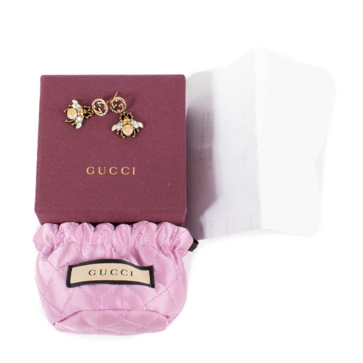 Shop safe online at Labellov in Antwerp, Brussels and Knokke these 100% authentic second hand Gucci Gold Interlocking Bee Earrings