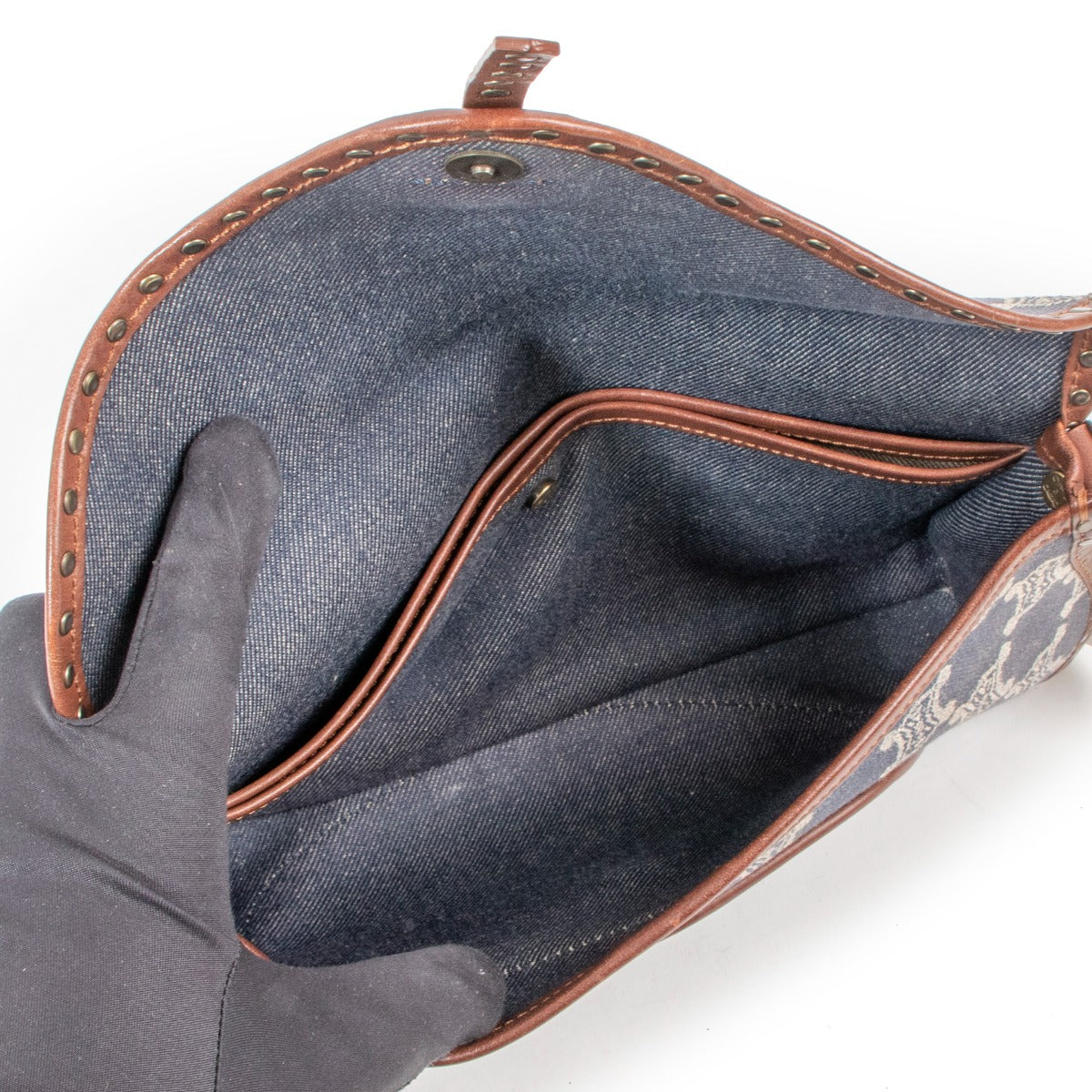 Celine Vintage Triomphe Denim Poulbot Schoudertas