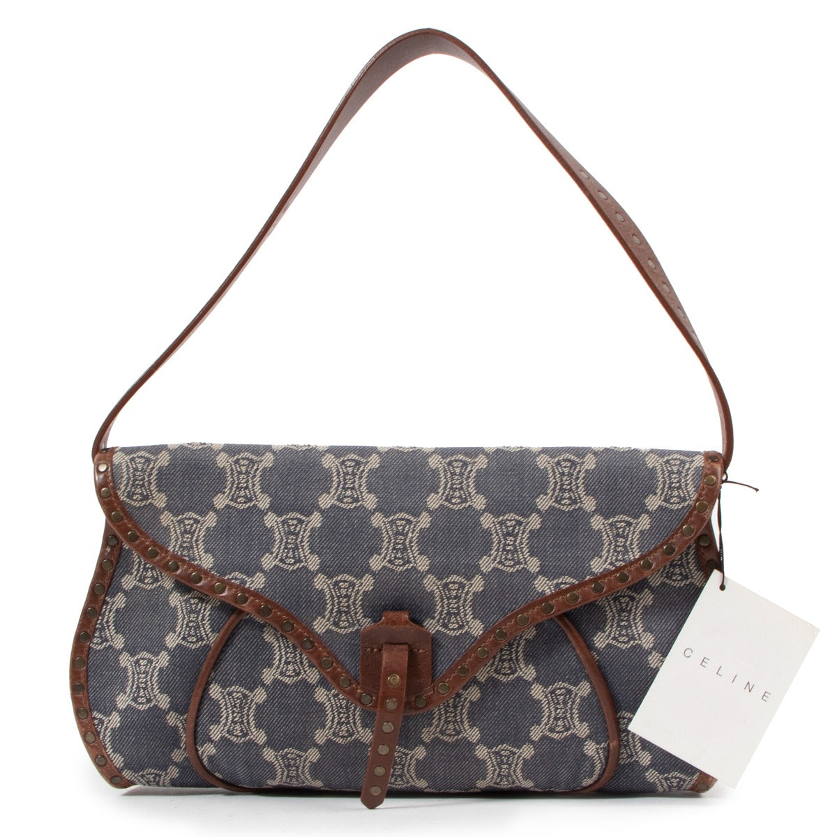 Celine Vintage Triomphe Denim Poulbot Shoulder Bag
