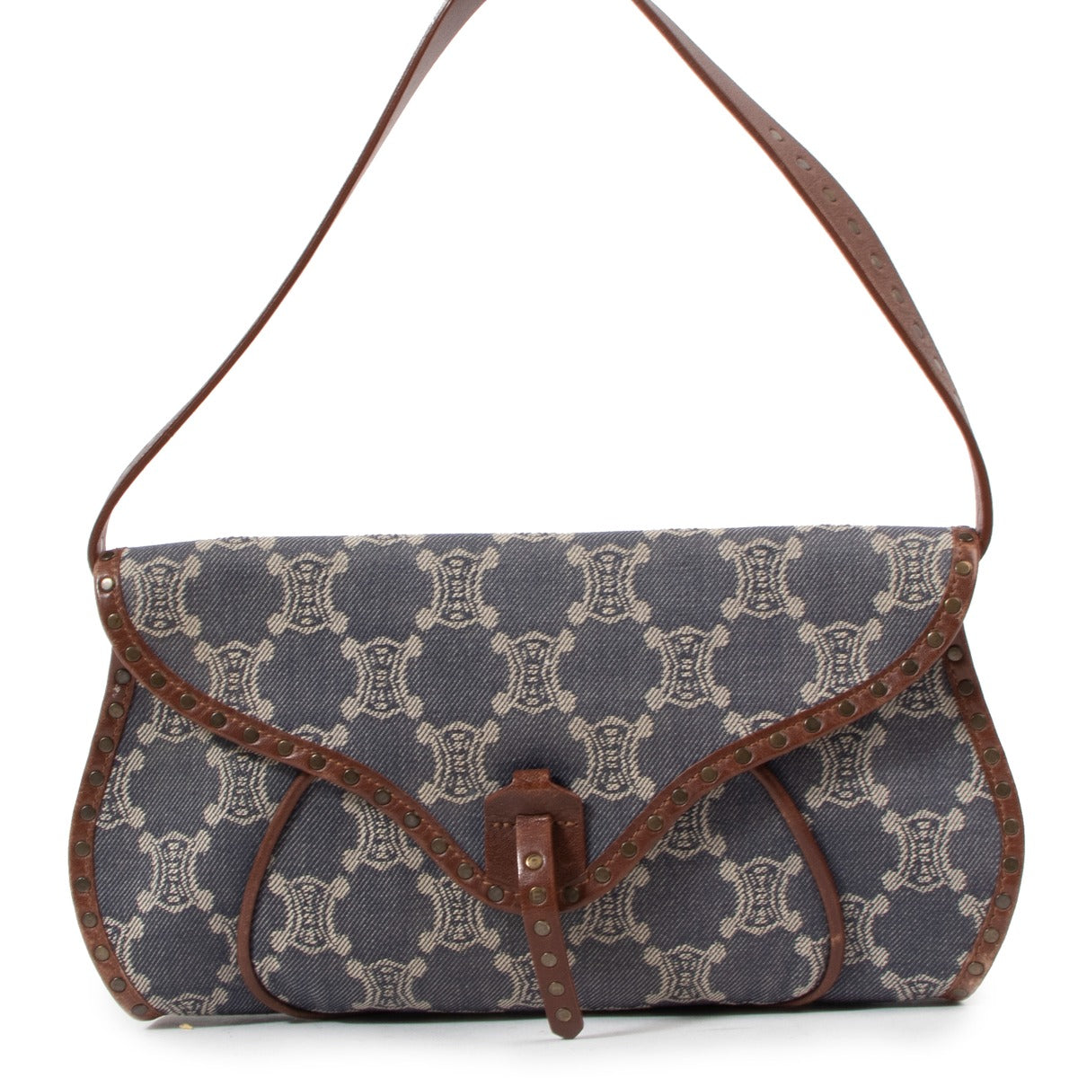 Celine Vintage Triomphe Denim Poulbot Shoulder Bag