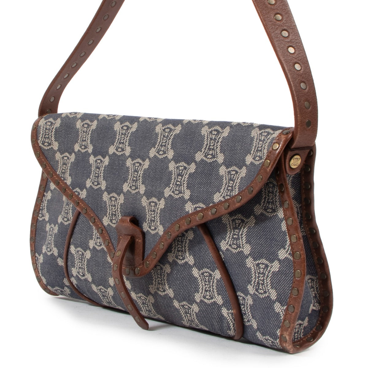 Celine Vintage Triomphe Denim Poulbot Shoulder Bag