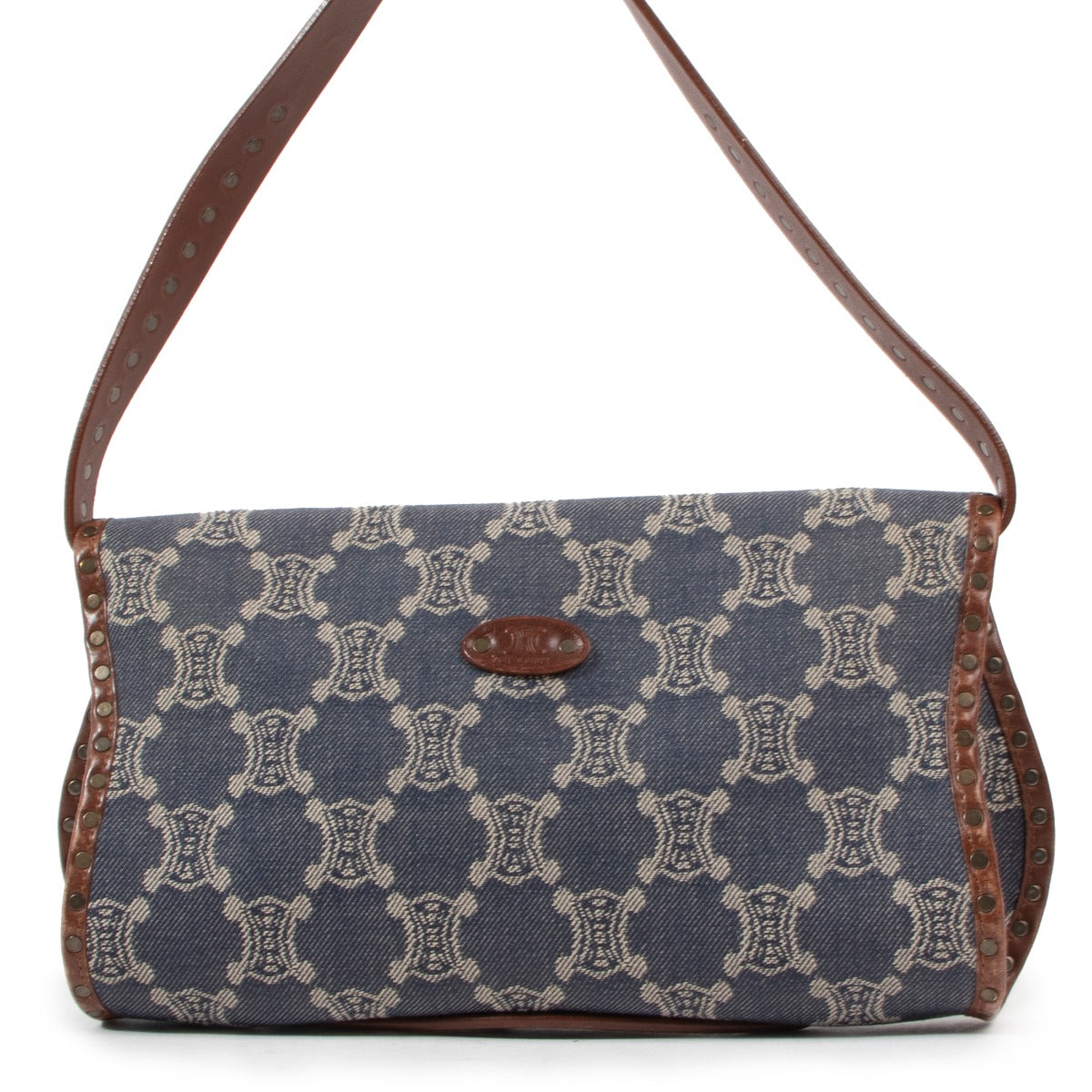 Celine Vintage Triomphe Denim Poulbot Schoudertas