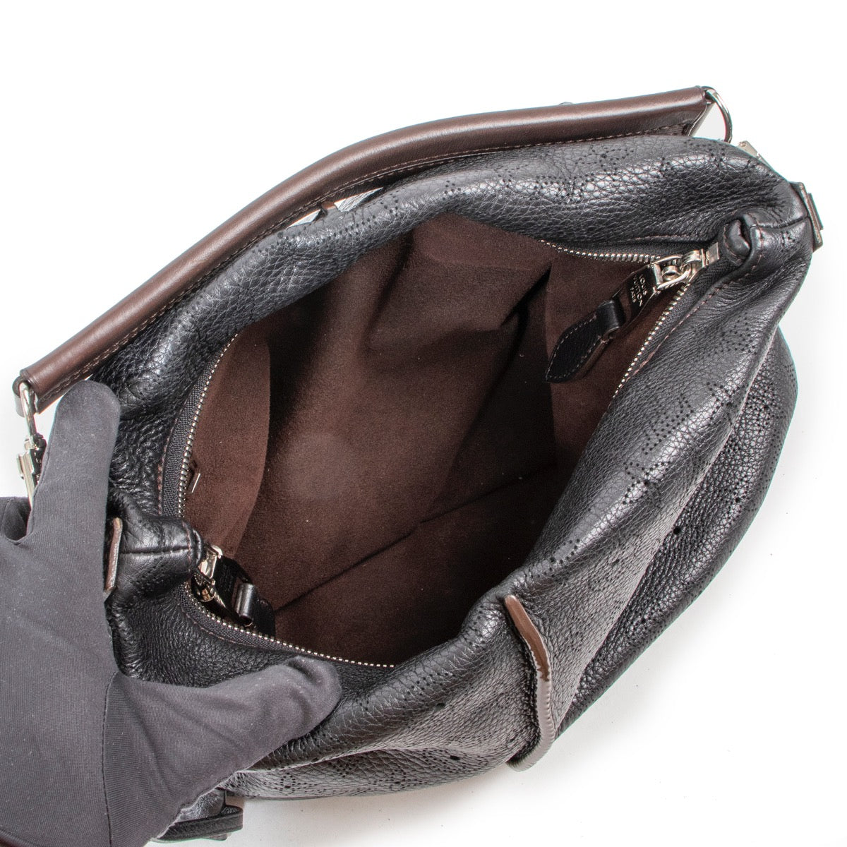 Louis Vuitton Black and Brown Mahina Monogram Perforated Leather Selene Bag