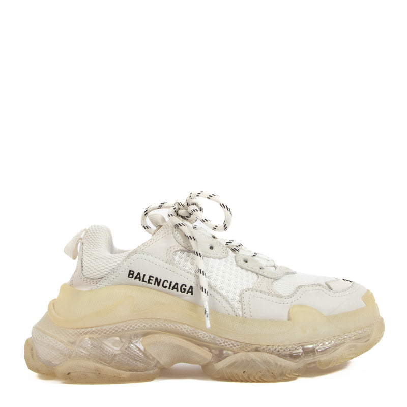 Balenciaga Off-White Clear Sole Triple S Sneakers for the best price at Labellov secondhand luxury in Antwerp