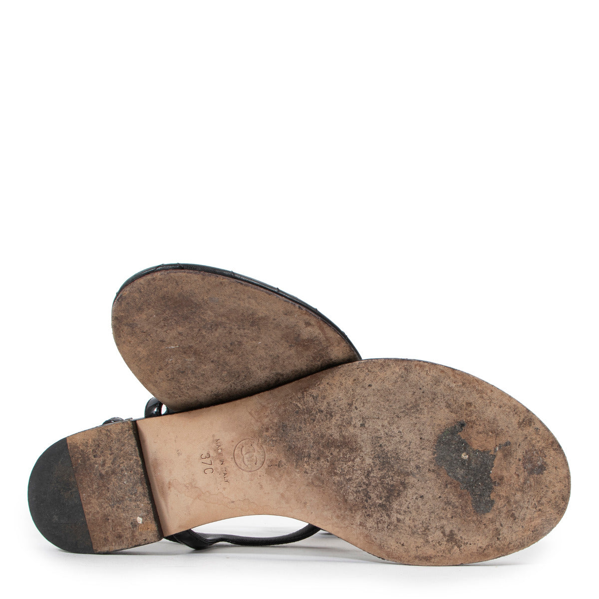 Chanel Black CC Quilted Sandals - size 37