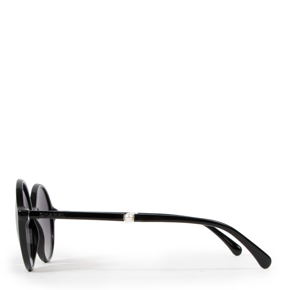 Chanel Black Faux Pearl Polarized Sunglasses