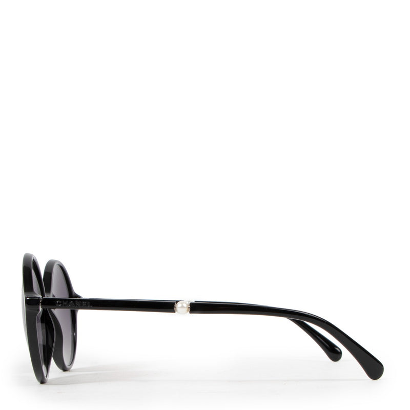 Chanel Black Faux Pearl Polarized Sunglasses