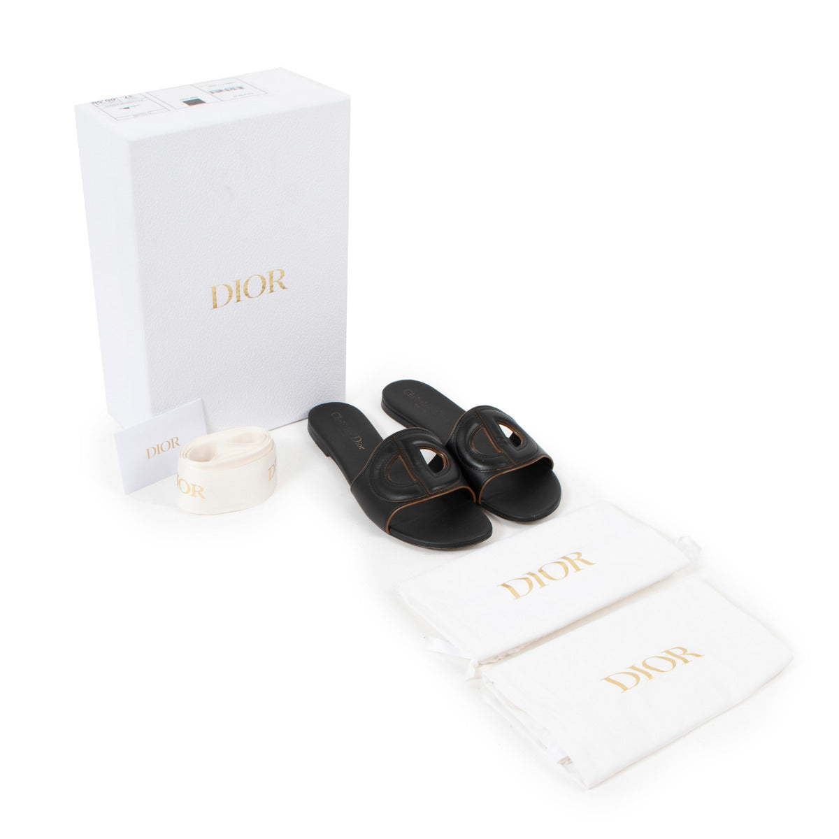 Christian Dior Black Leather D-Club Sandals - size 37