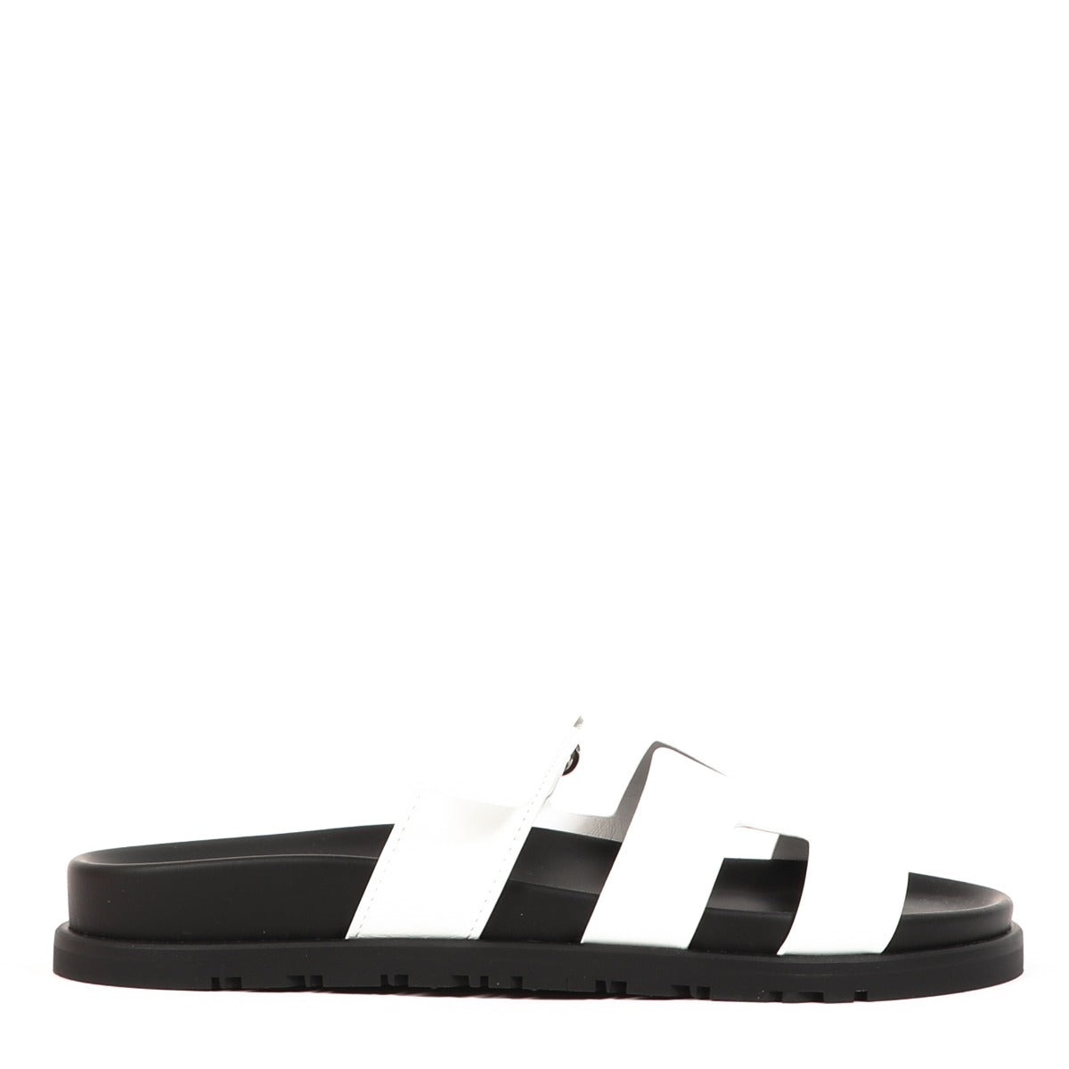 Hermès White Leather Chypre Sandals