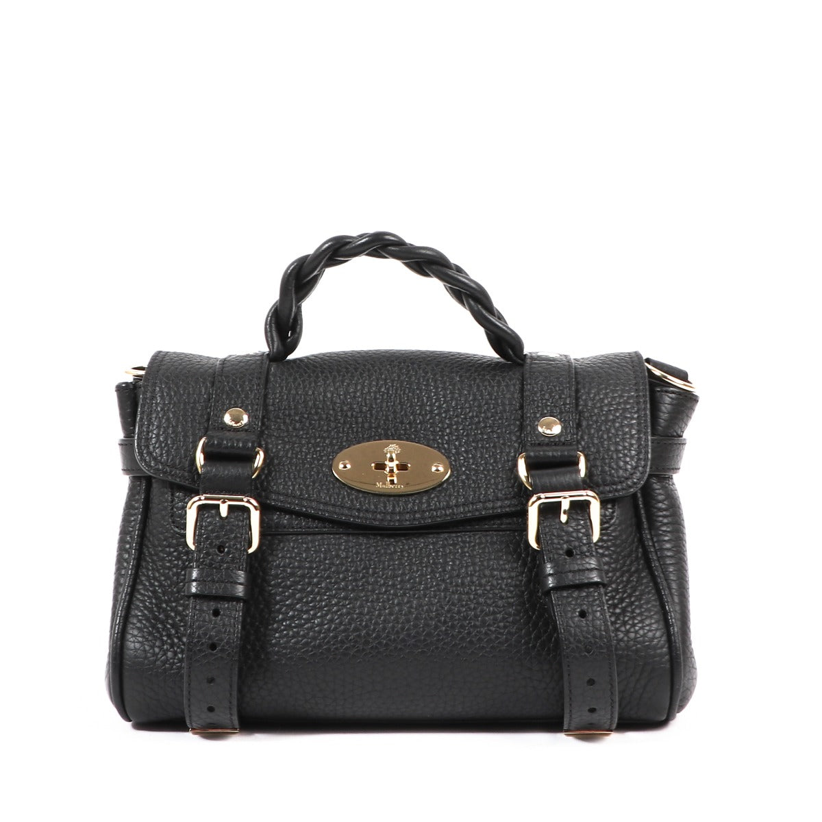 Buy an authentic second-hand Mulberry Black Heavy Grain Mini Alexa Top Handle Bag in very good condition at Labellov in Antwerp.