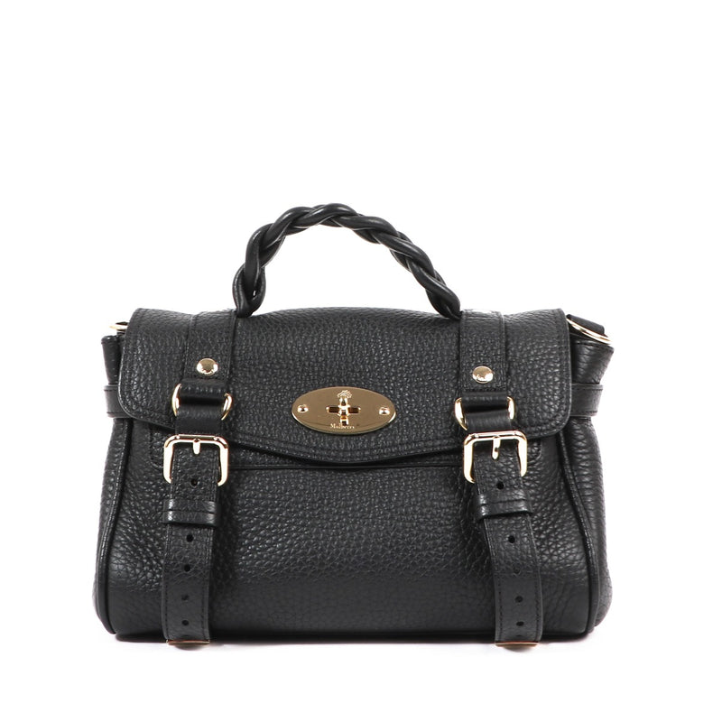 Buy an authentic second-hand Mulberry Black Heavy Grain Mini Alexa Top Handle Bag in very good condition at Labellov in Antwerp.