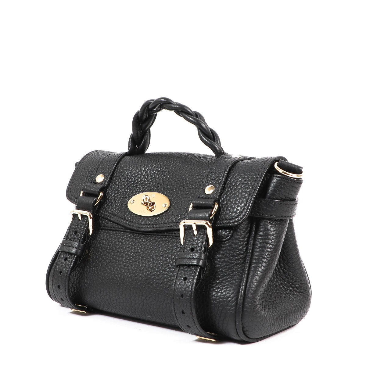 Buy an authentic second-hand Mulberry Black Heavy Grain Mini Alexa Top Handle Bag in very good condition at Labellov in Antwerp.