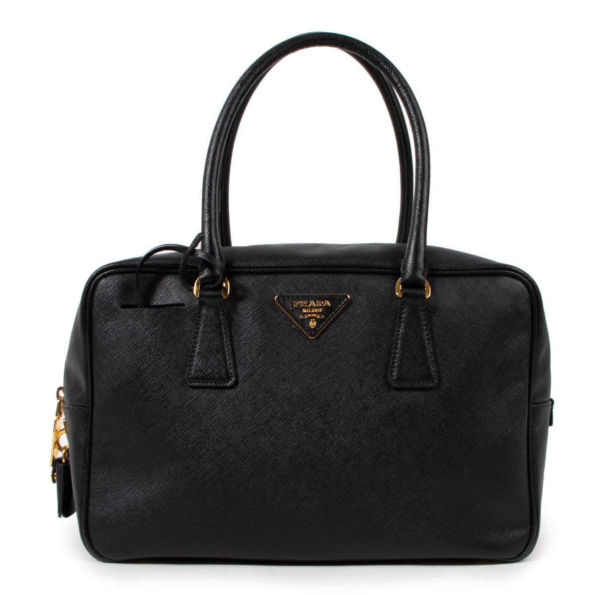 Prada Black Saffiano Lux Bauletto Tote Bag