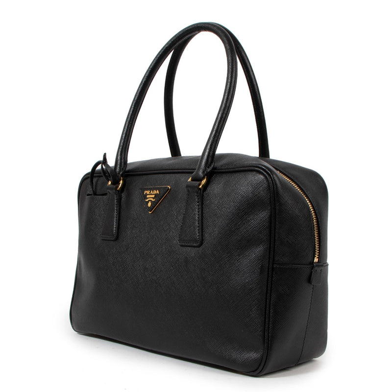 Prada Black Saffiano Lux Bauletto Tote Bag