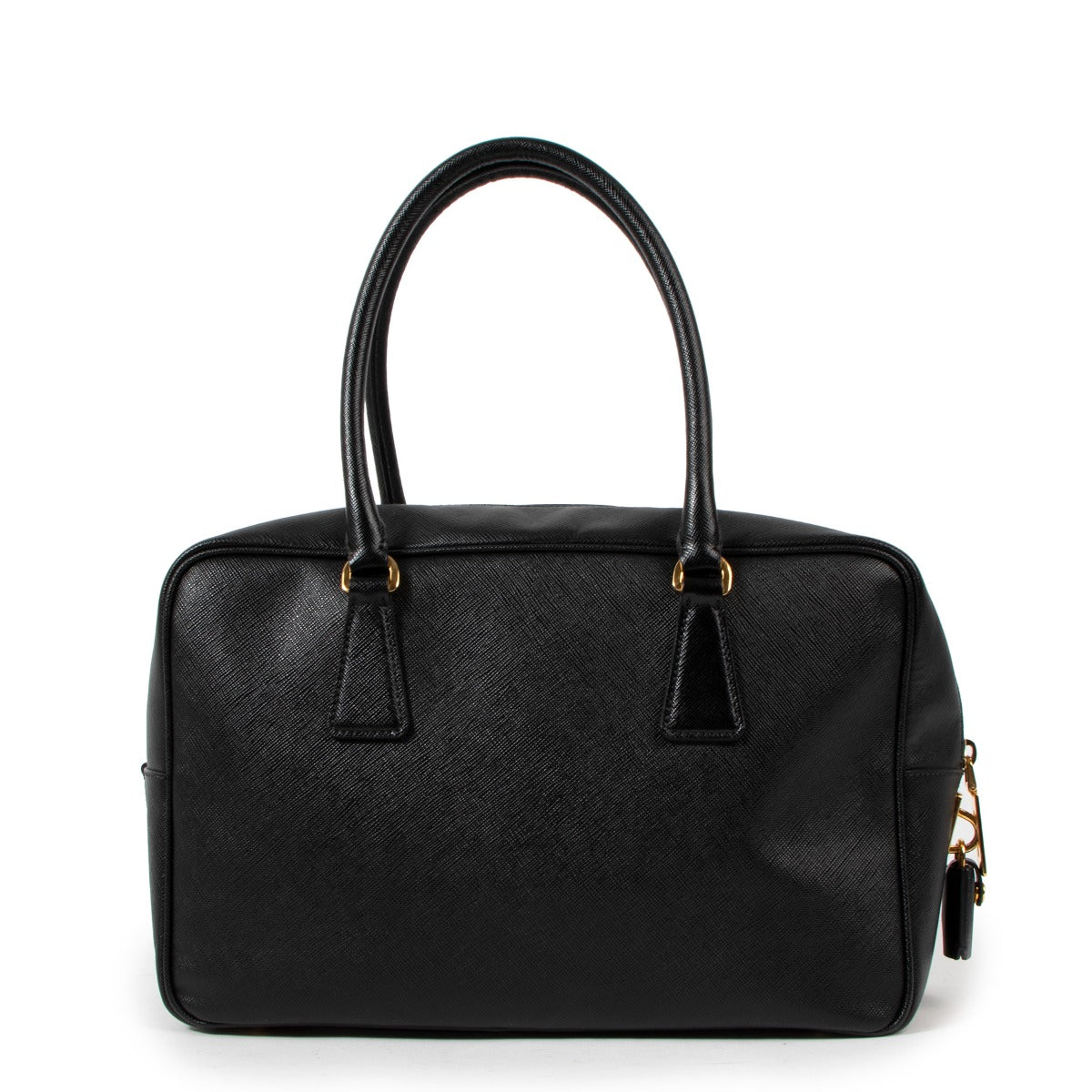 Prada Black Saffiano Lux Bauletto Tote Bag