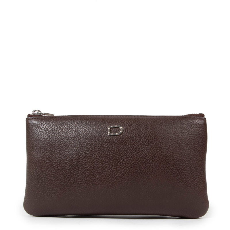 Buy an authentic second hand Delvaux Chocolat Brown Leather Pouch in very good condition at Labellov