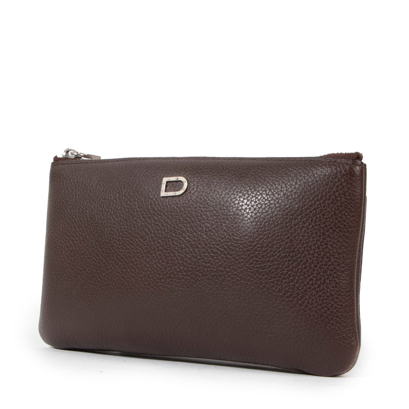Buy an authentic second hand Delvaux Chocolat Brown Leather Pouch in very good condition at Labellov