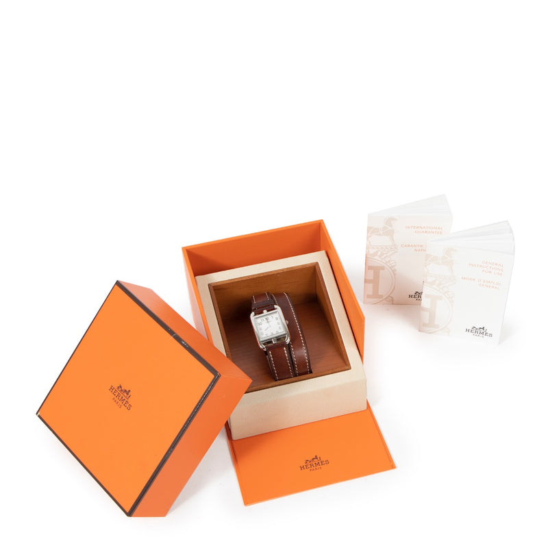 Hermès Cape Cod 31 Horloge met Dubbele Band, Bruin