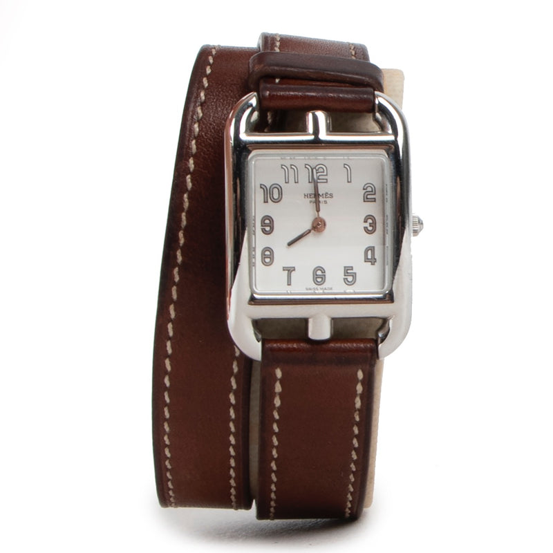 Hermès Cape Cod 31 Horloge met Dubbele Band, Bruin