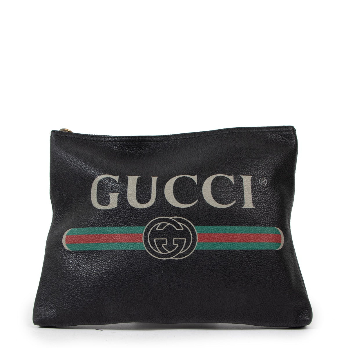 Buy an authentic second Gucci Black Print Leather Clutch in very good condition at Labellov