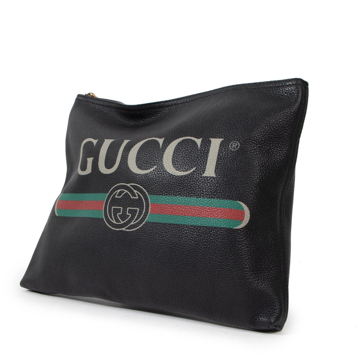 Buy an authentic second Gucci Black Print Leather Clutch in very good condition at Labellov