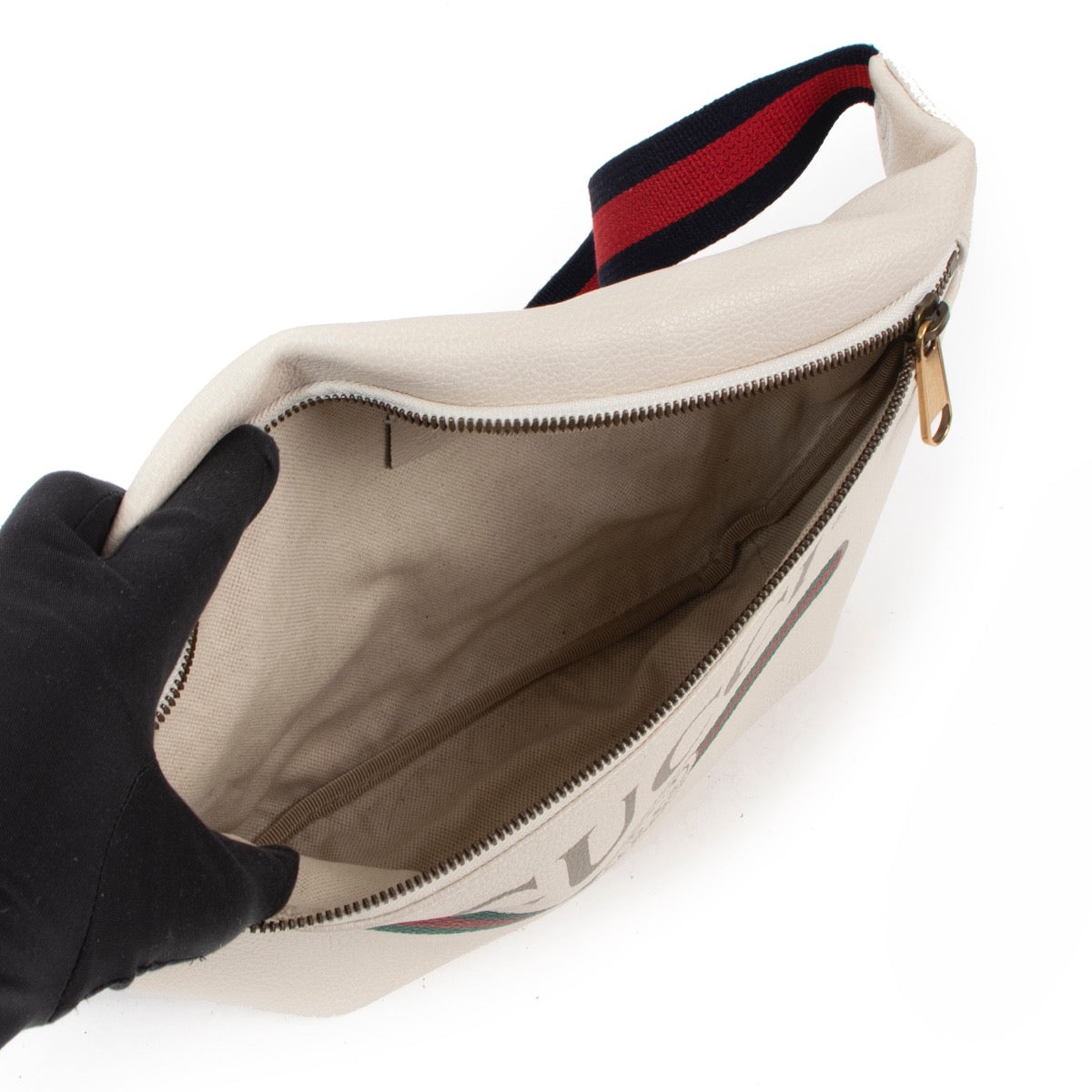 Buy an authentic second hand Gucci White Printed Leather Fanny Pack in very good condition at Labellov.