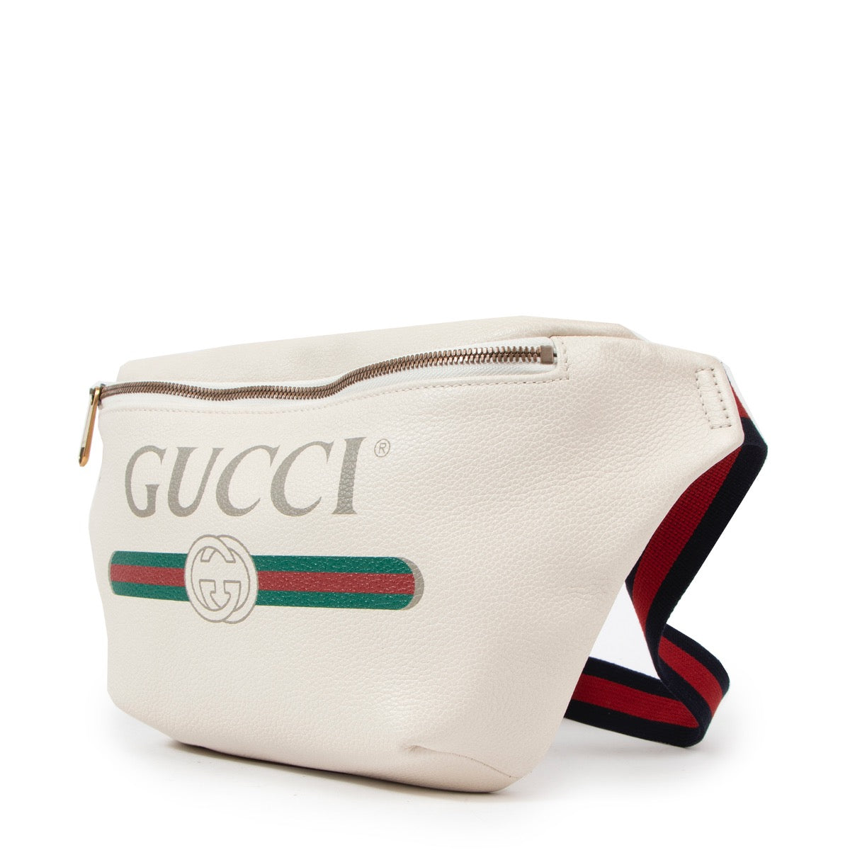 Buy an authentic second hand Gucci White Printed Leather Fanny Pack in very good condition at Labellov.