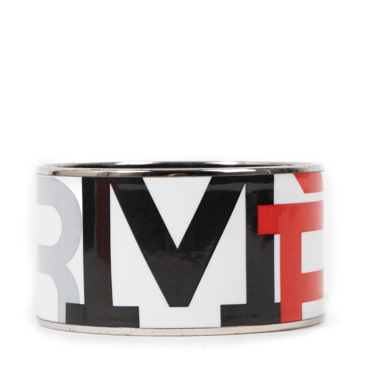Hermès Extra Wide Enamel Logo Bangle Bracelet