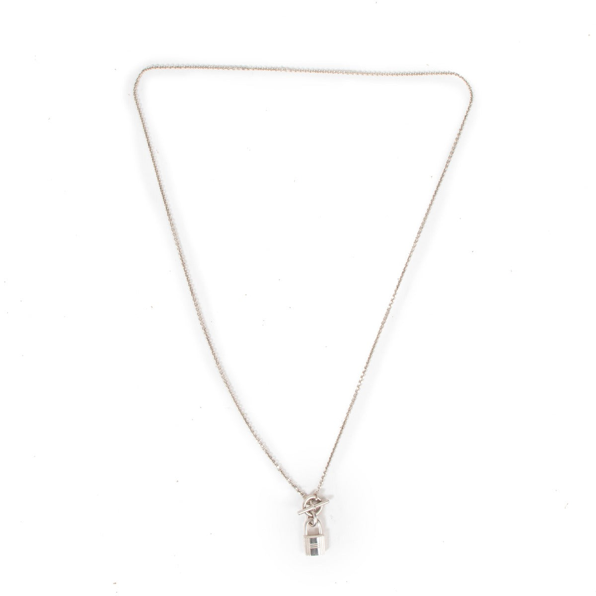 Hermès O'Kelly Cadena Padlock Pendant Silver Necklace