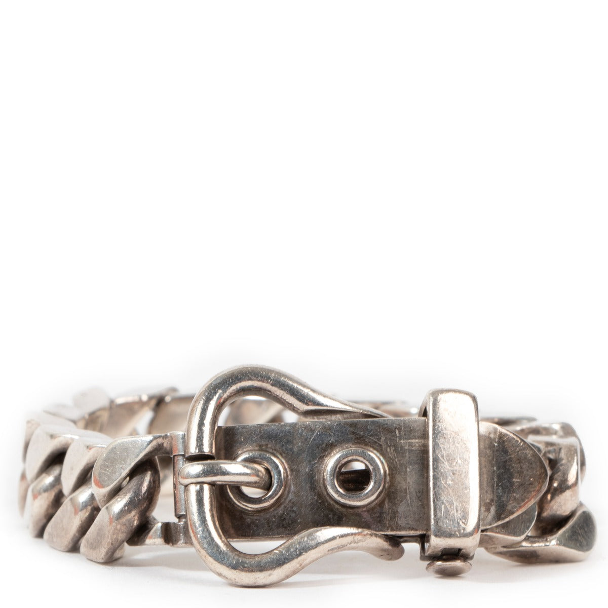 Hermès Sterling Silver Curb Chain Link Bracelet